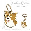 Deluxe Border Collie Tag or Keyring (Red & White)